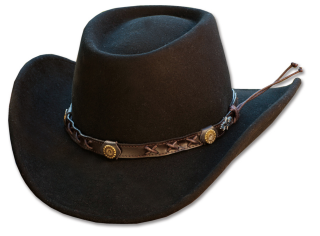 Westernový černý klobouk s koženým řemínkem - Gambler Velikost: 57 cm (M)