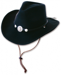 Westernový černý klobouk s koženým řemínkem IDAHO Velikost: 55 cm  (S)