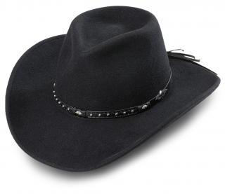 Westernový černý klobouk s koženým řemínkem - Reno Velikost: 57 cm (M)