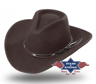 Westernový hnědý klobouk s koženým řemínkem - Dallas Velikost: 59 cm (L)