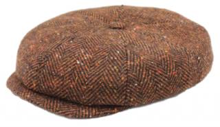 Zimní hnědá bekovka Hatteras od Fiebig - Vlna Tweed / Bekovka peaky blinders Velikost: 61 cm (XL)