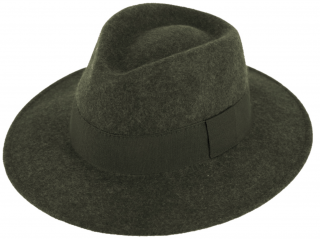 Zimní myslivecký plstěný klobouk - zelený melanž s hedvábnou stuhou Velikost: 55 cm  (S)