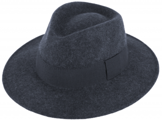 Zimní plstěný klobouk - modrý melanž s hedvábnou stuhou Velikost: 61 cm (XL)