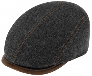 Zimní šedá bekovka driver cap od Fiebig - šedá vlna a kůže Velikost: 59 cm (L)
