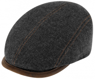Zimní šedá bekovka driver cap od Fiebig - šedá vlna a kůže Velikost: 61 cm (XL)