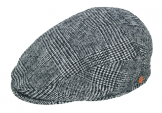 Zimní šedá kostkovaná bekovka od Mayser - vlněná jarní bekovka s měkkým kšiltem Velikost: 61 cm (XL)