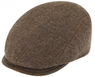 Zimní taupe bekovka driver cap od Fiebig - hnědá vlna a kůže Velikost: 61 cm (XL)