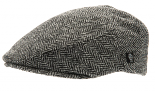 Zimní vlněná bekovka  - driver cap od CTH Ericson - Harris Tweed Black Edward Velikost: 60 cm