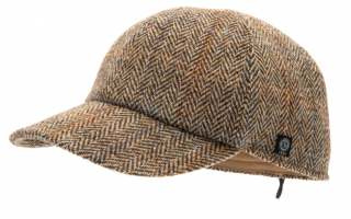 Zimní vlněná kšiltovka (ušní klapky) - Harris Tweed Camel James Velikost: 59 cm (L)