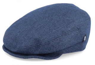 Zimní vlněná modrá bekovka (ušní klapky)  - driver cap - od CTH Ericson - Carl Sr. Herringbone Blue Velikost: 56 cm