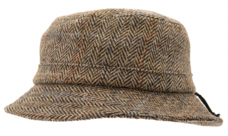 Zimní vlněný anglický klobouk (ušní klapky) - Harris Tweed Camel Ian Velikost: 59 cm (L)