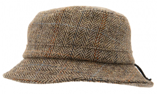 Zimní vlněný anglický klobouk (ušní klapky) - Harris Tweed Camel Velikost: 57 (M)