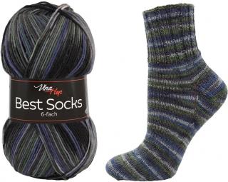 BEST SOCKS 6-FACH- 7032- odstíny modrozelené proužky