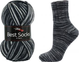 BEST SOCKS 6-FACH- 7033- odstíny šedočerné proužky