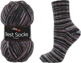 BEST SOCKS 6-FACH- 7035- odstíny šedočerné se starorůžovohnědou proužky