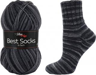 BEST SOCKS 6-FACH- 7036- odstíny šedočerné tmavší proužky
