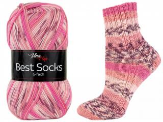ponožková příze 6 nitka Best Socks 7303 růžová (nedostupná u výrobce)