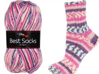 ponožková příze 6 nitka Best Socks 7372 růžová