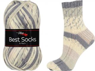 ponožková příze 6 nitka Best Socks 7378- šedokrémová