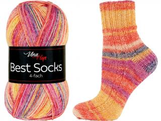 ponožková příze Best Socks 4 fach ( Vlna Hep) 7345 - oranžovorůžovošedá (dočasně nedostupné u výrobce)