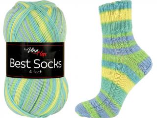 ponožková příze Best Socks 4 fach ( Vlna Hep) 7356 - zelenožlutofialková