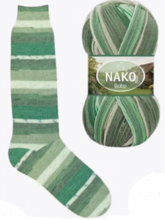 ponožková příze Nako Boho 81815 -zelená