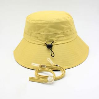 Bavlněný klobouk Bucket P-12478 - šňůrka na krk a stahování VYBERTE BAREVNOU VARIANTU: žlutá