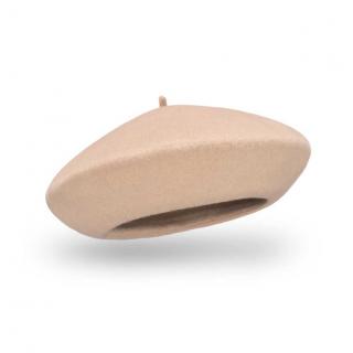 Béžový baret FLORA 100% vlna WOOLMARK W-baret/284 (M)