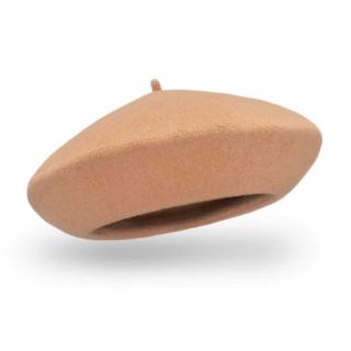 Béžový baret FLORA 100% vlna WOOLMARK W-baret/499 (M)
