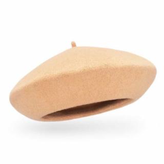 Béžový dámský baret FLORA 100% vlna WOOLMARK W-baret/487 (M)