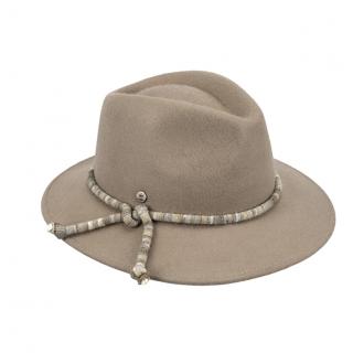 Béžový plstěný klobouk Fedora s kordelband stuhou Ba-30235493-710