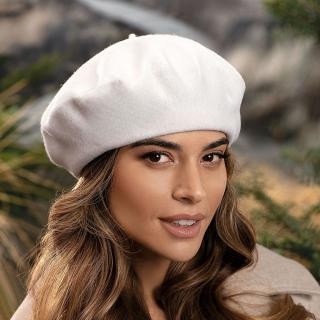 Bílý baret FLORA 100% vlna WOOLMARK W-baret/000 (M)