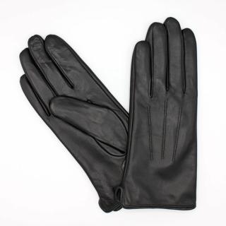 Černé kožené rukavice z jehněčí kůže-podšívka mikroplyš P-17120-4 RUKAVICE velikost: 7,5"
