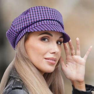 Dámská čepice s kšiltem Kr-0025-S972P VIOLA fialová kostka Vyberte velikost: 57