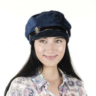 Dámská velurová čepice s kšiltem Krumlovanka  LP-434043 modrá