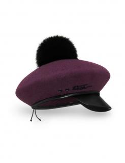Dámská zimní čepice - baret s kšiltem W-0629 - barevné varianty VYBERTE BAREVNOU VARIANTU: bordó tmavá