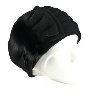 Dámská zimní čepice s kožešinou W-0007/018 černá