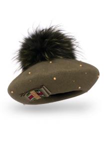 Dámský baret s bambulí W-0149/671 khaki