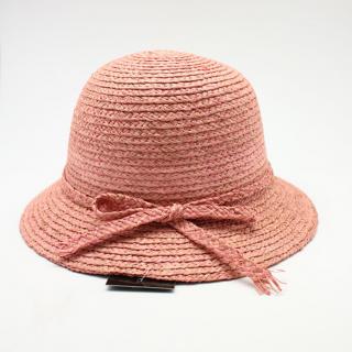 Dámský letní nemačkavý slamák Cloche melange 100% Paile natural P-12528 VYBERTE BAREVNOU VARIANTU: starorůžová