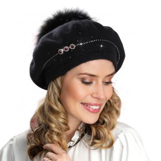 Dámský vlněný baret W-0091/018 černý