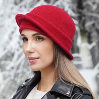 Dámský vlněný modelový klobouk Kr-0032-002 vínový Vyberte velikost: L