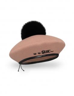 Dámský zimní baret s bambulí W-0718 barevné varianty VYBERTE BAREVNOU VARIANTU: béžová
