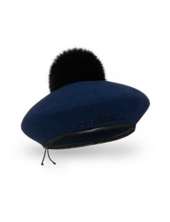 Dámský zimní baret s bambulí W-0718 barevné varianty VYBERTE BAREVNOU VARIANTU: tmavě modrá