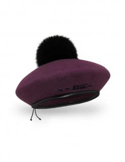 Dámský zimní baret s bambulí W-0718 barevné varianty VYBERTE BAREVNOU VARIANTU: vínová