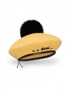 Dámský zimní baret s bambulí W-0718 barevné varianty VYBERTE BAREVNOU VARIANTU: žlutá citronová