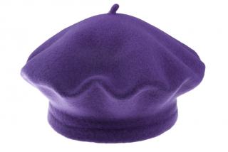 Fialový baret FLORA 100% vlna WOOLMARK W-baret/610 (M)