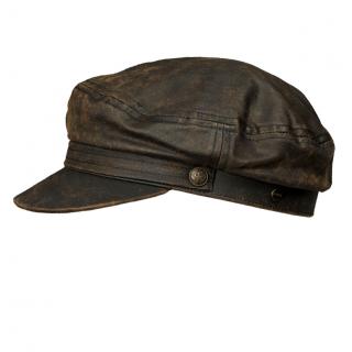 Hnědá kapitánka - čepice s kšiltem z Eko-kůže Ba-33444159-900 Vyberte velikost: XL