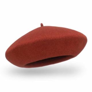 Hnědý dámský baret FLORA 100% vlna Woolmark Quality W-baret/201 (M)
