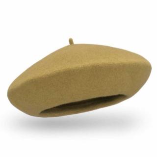 Khaki baret FLORA 100% vlna WOOLMARK W-baret/651 (M)