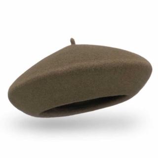 Khaki  baret FLORA 100% vlna WOOLMARK W-baret/671 (M)